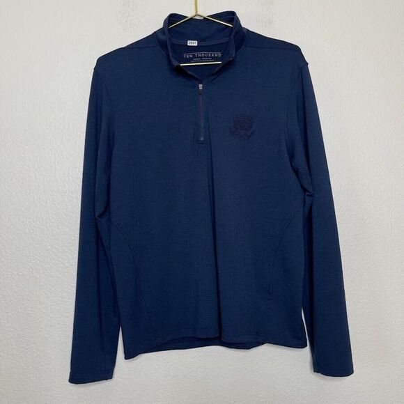 Ten Thousand Sweatshirt Mens Medium Merino Wool 1/4 Zip Pullover Great Seal USA - Picture 1 of 8